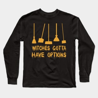 Witch Riding Brooms On A Dark Desert Highways Halloween Long Sleeve T-Shirt